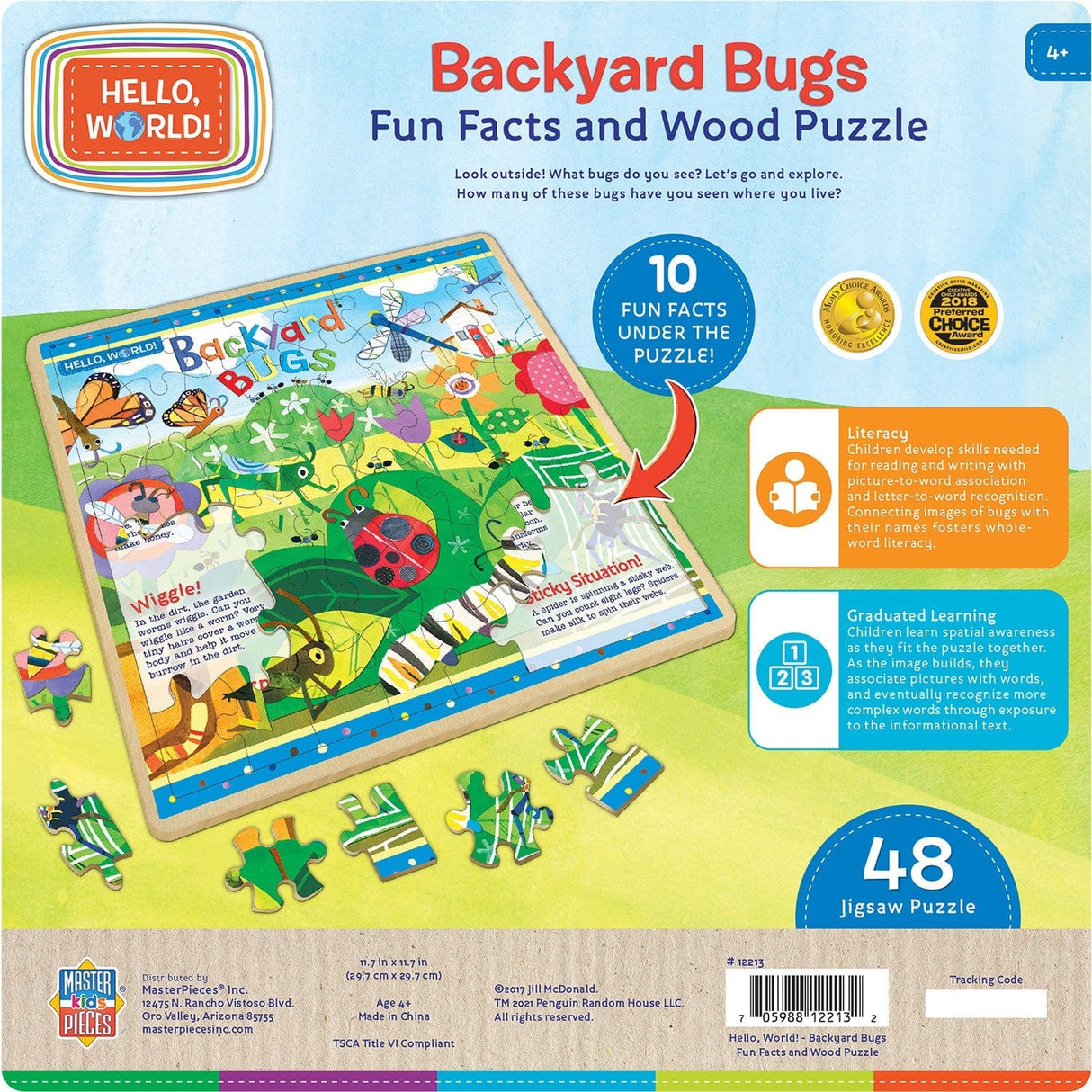 Hello, World! - Backyard Bugs 48 Piece Wood Jigsaw Puzzle