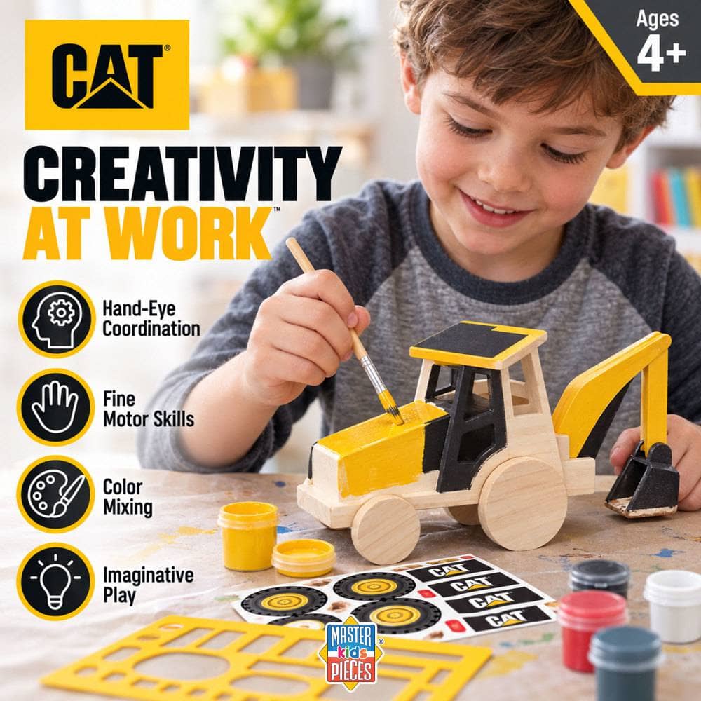 CAT - Caterpillar Backhoe Wood Craft & Paint Kit