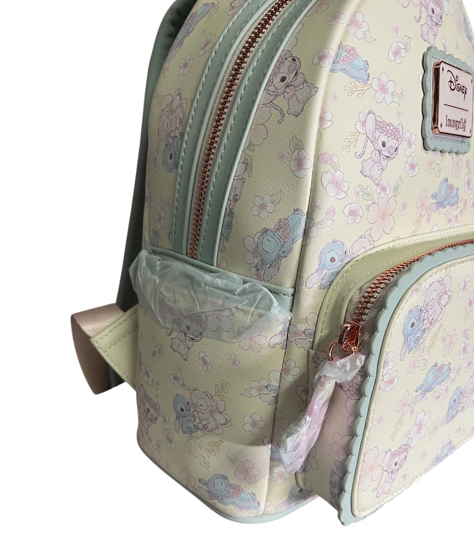 Loungefly Disney Stitch & Angel Cherry Blossom All-Over Print Mini Backpack