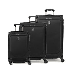 Travelpro Crew Classic 3-piece expandable spinner luggage set in Black: 22-inch carry-on, medium and large check-in bags