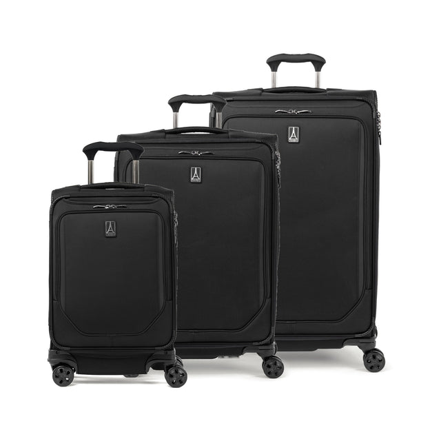 Travelpro Crew Classic 3-piece expandable spinner luggage set in Black: 22-inch carry-on, medium and large check-in bags
