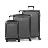Travelpro Crew Classic 3-piece expandable spinner luggage set in Titanium Grey: 22-inch carry-on, medium and large check-in bags