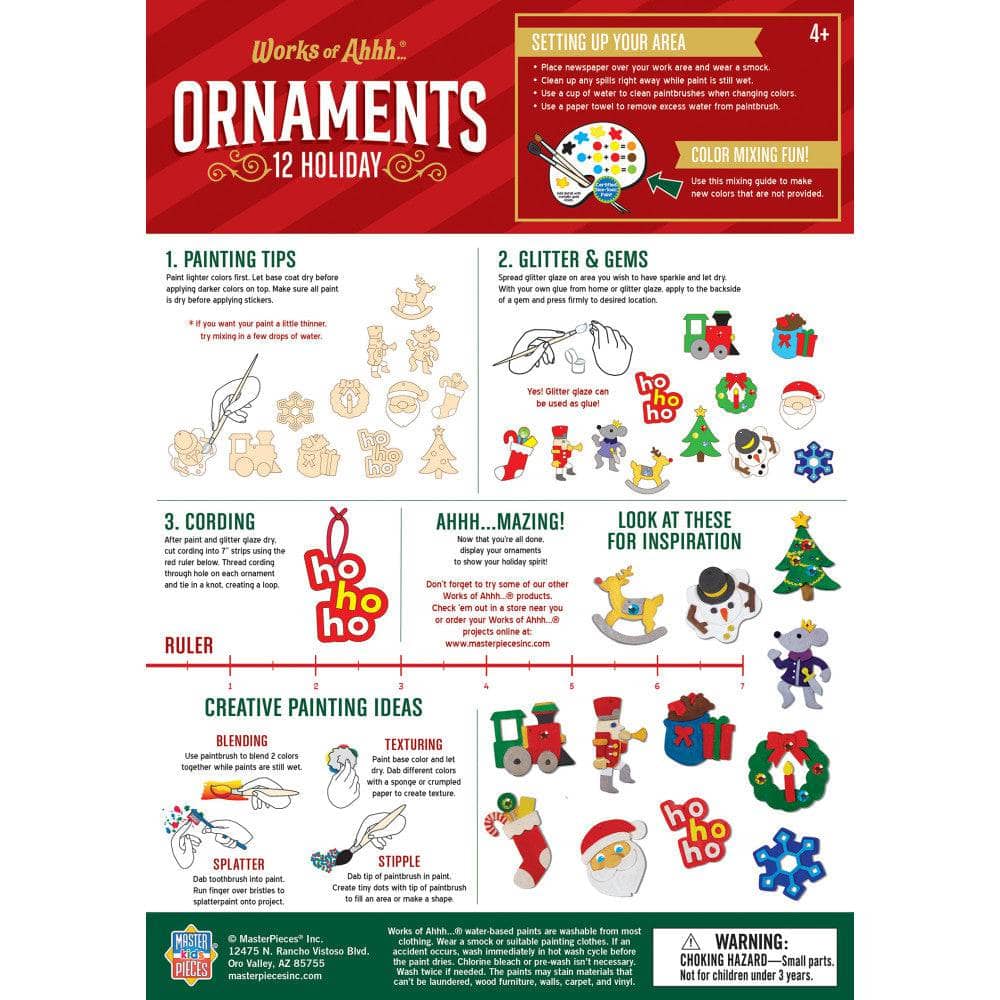 12 Holiday Ornaments Wood Craft & Paint Kit