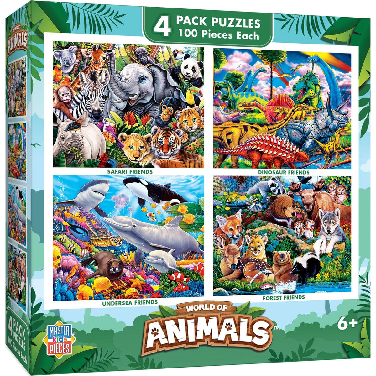 World of Animals 100 Piece Jigsaw Puzzles 4-Pack V1