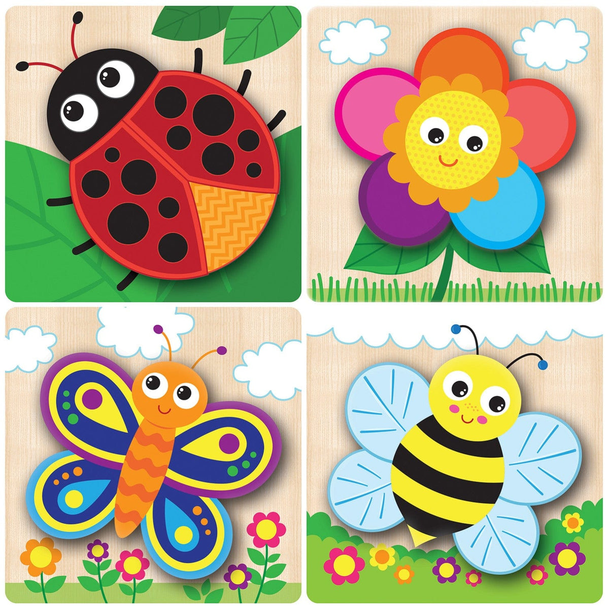 Garden Chunky Wood Puzzles - Kids 4-Pack