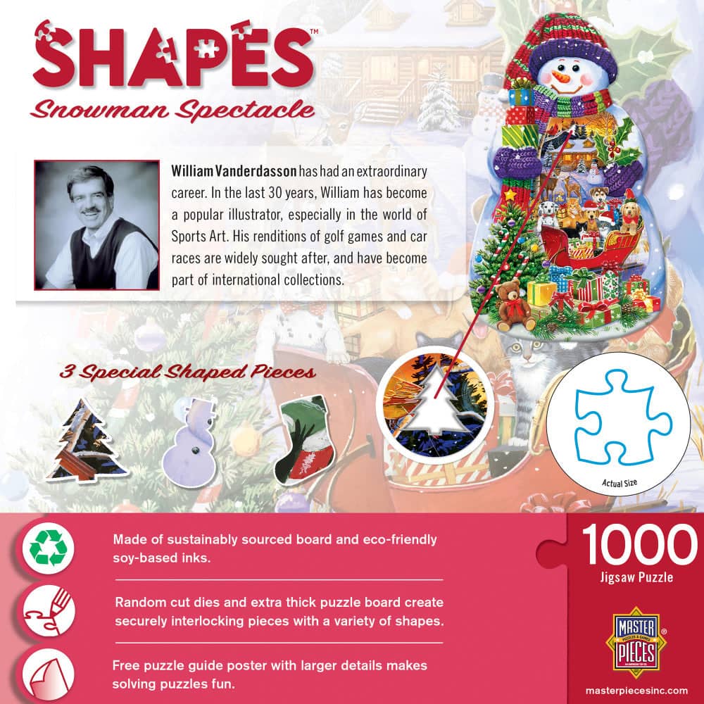 Shapes - Snowman Spectacle Shaped 1000 Piece Jigsaw puzzle