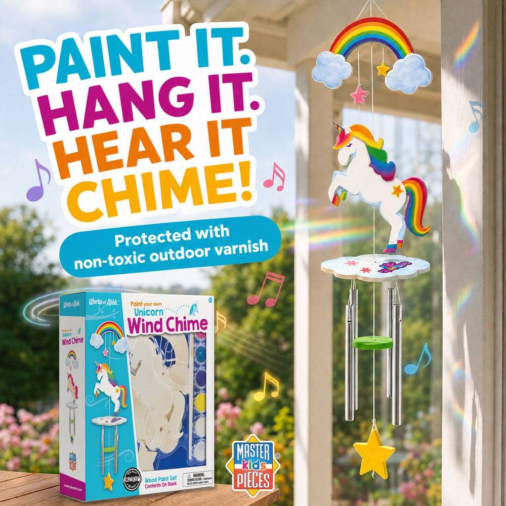 Unicorn Wind Chime Wood Craft & Paint Kit
