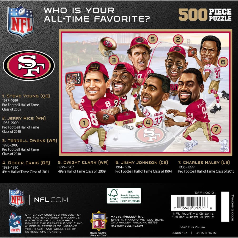 San Francisco 49ers - All Time Greats 500 Piece Jigsaw Puzzle
