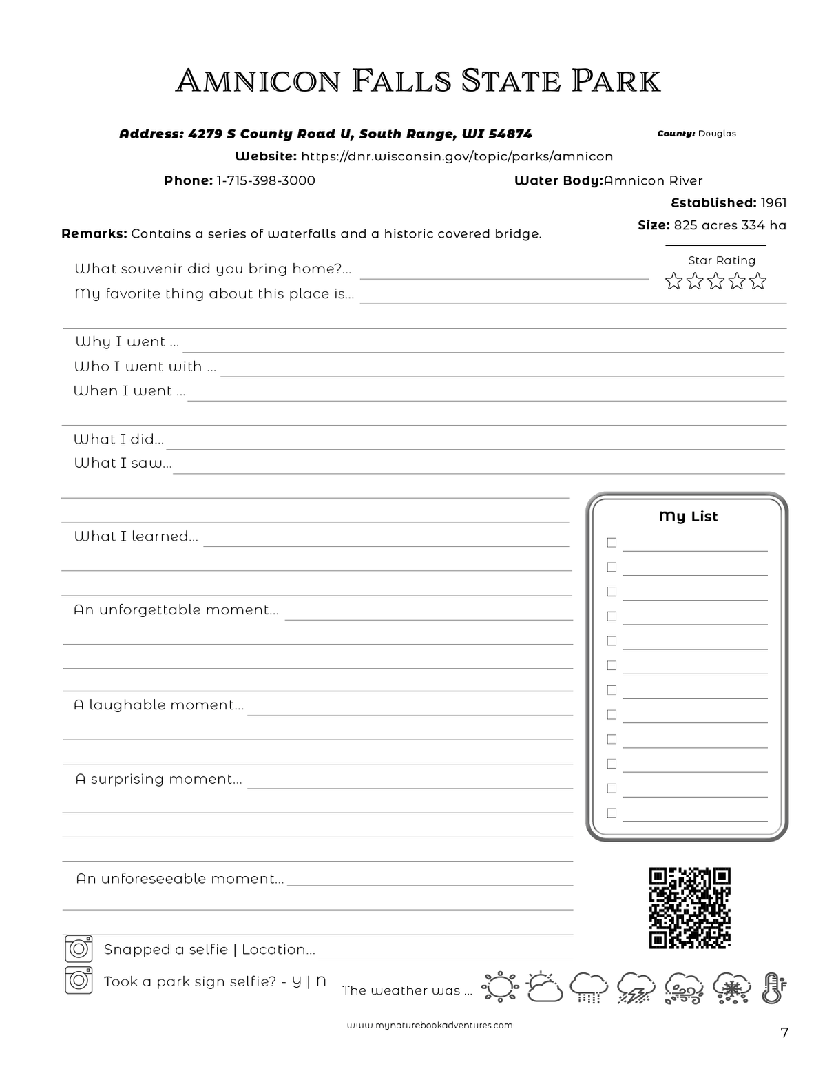 Wisconsin State Parks - Adventure Planning Journal