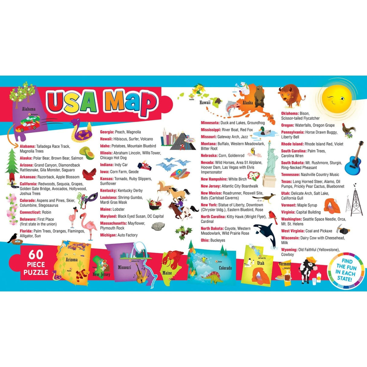 Explorer - USA Map 60 Piece Jigsaw Puzzle