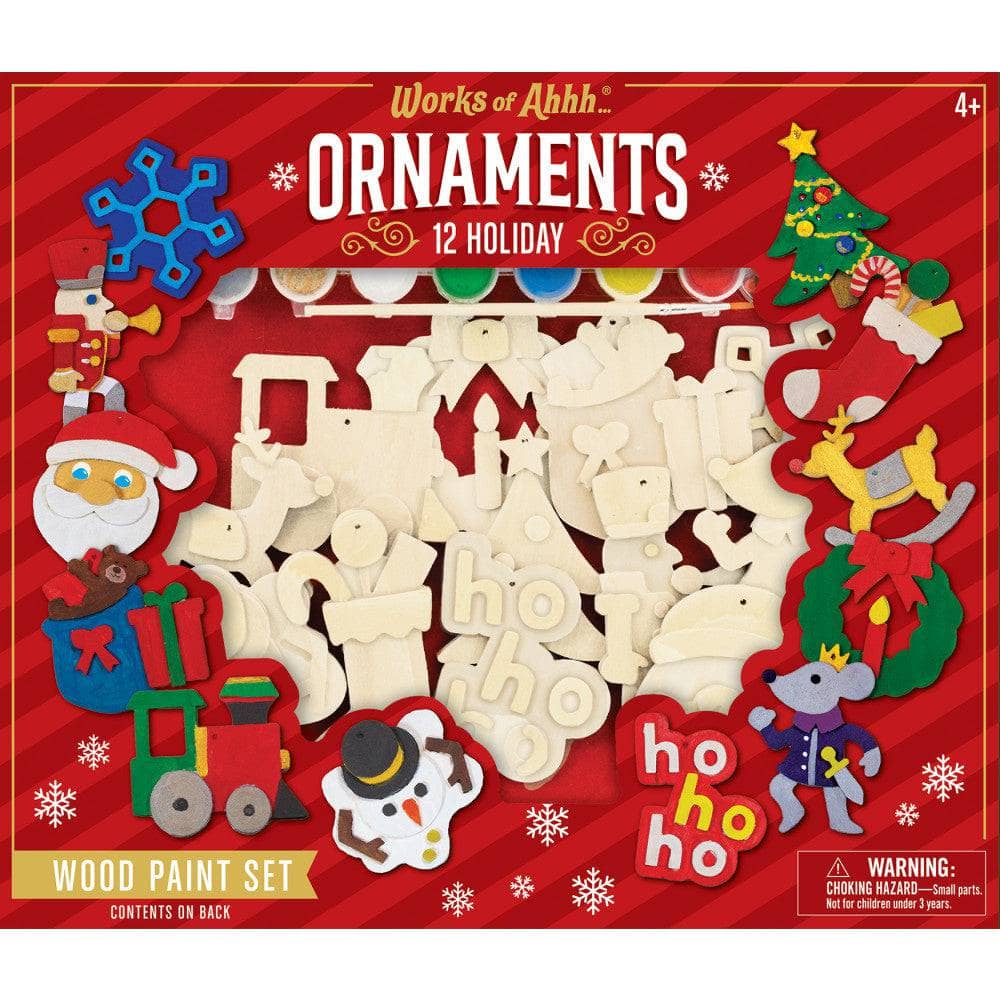 12 Holiday Ornaments Wood Craft & Paint Kit