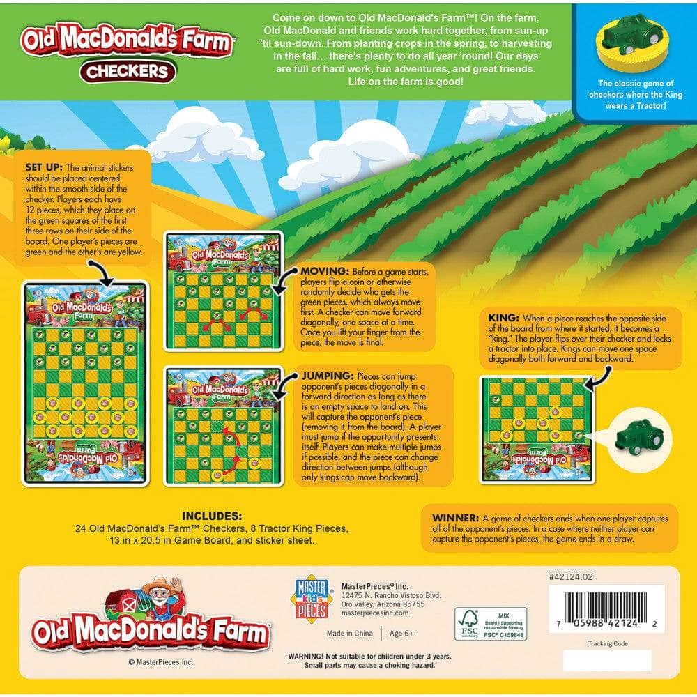 Old MacDonald's Farm Checkers Board Game