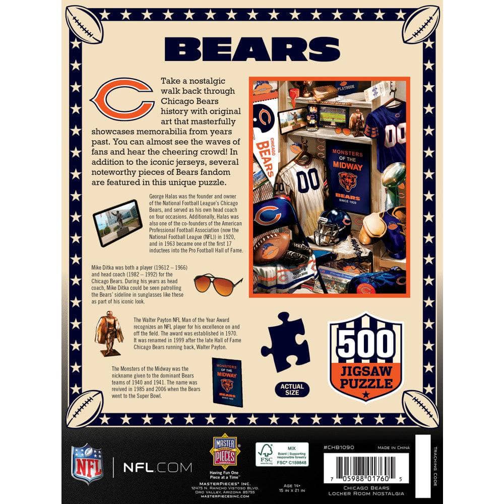 Chicago Bears - Locker Room 500 Piece Jigsaw Puzzle