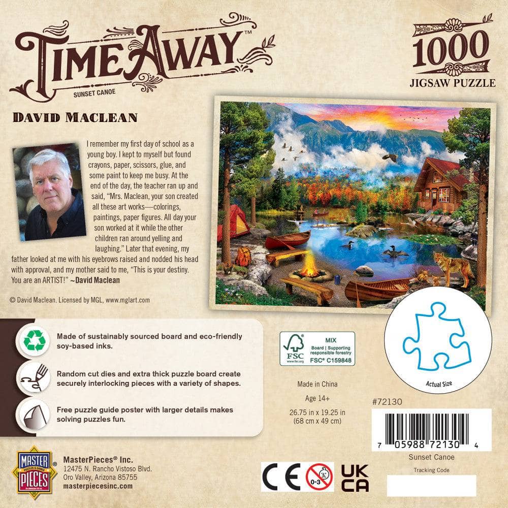 Time Away - Sunset Canoe 1000 Piece Jigsaw Puzzle