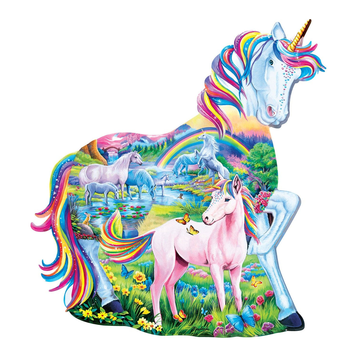Unicorn Family - 100 Piece Shaped Jigsaw Puzzle