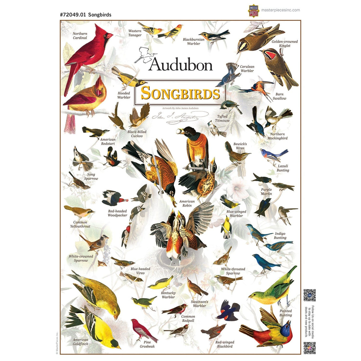 Audubon - Songbirds 1000 Piece Jigsaw Puzzle