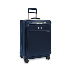 Briggs & Riley Baseline 26 inch Medium Checked 4-wheel spinner bag in Navy - Front View