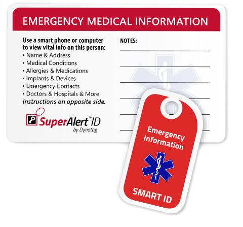 Emergency Medical Information & Contact ID Wallet & Keychain 2 card kit